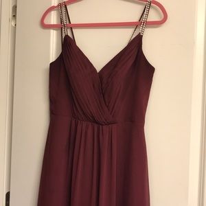Wine colored maxi bridesmaids dress